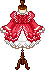 Pixel art of a red dress on a mannequin torso.