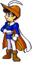 Prince Franz Charming from Princess Knight smiling with his hand on the hilt of his sword.