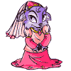 An Ixi (deer-like Neopet) girl in medieval-inspired clothes, curtseying in her long, pink dress.