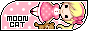 Link button for Moon Cat with a girl in a pink Lolita fashion dress holding a teddy bear.